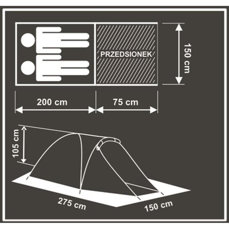 kahekohaline telk 275x150x105 cm