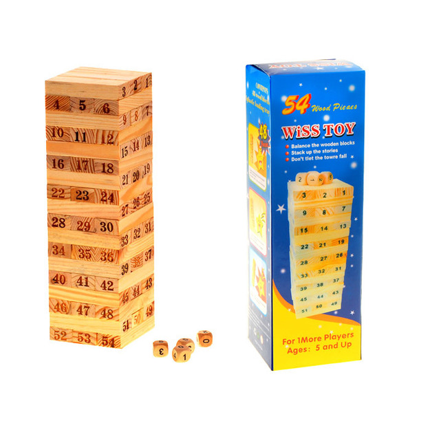 Puidust pusletorn - Jenga, 54 tükki