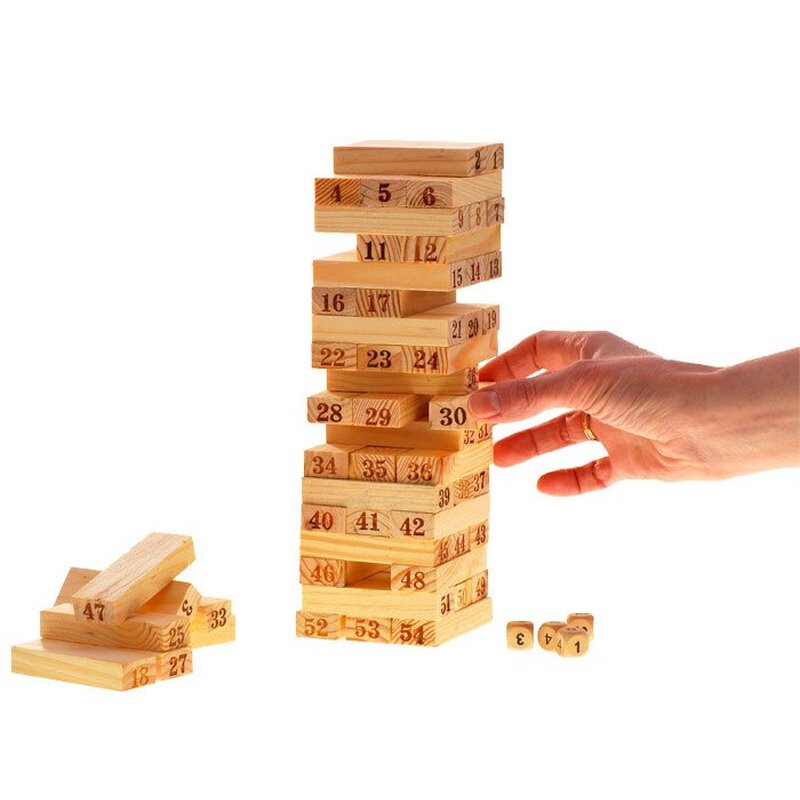 Puidust pusletorn - Jenga, 54 tükki