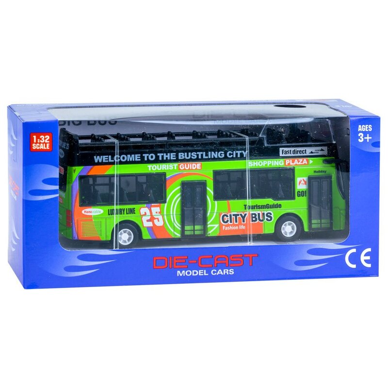 Metallist kahekorruseline buss Die Cast, roheline