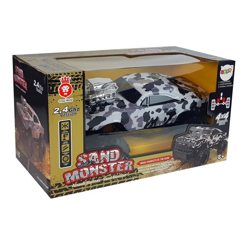 Sand Monster-Camo kaugjuhitav auto, must ja valge