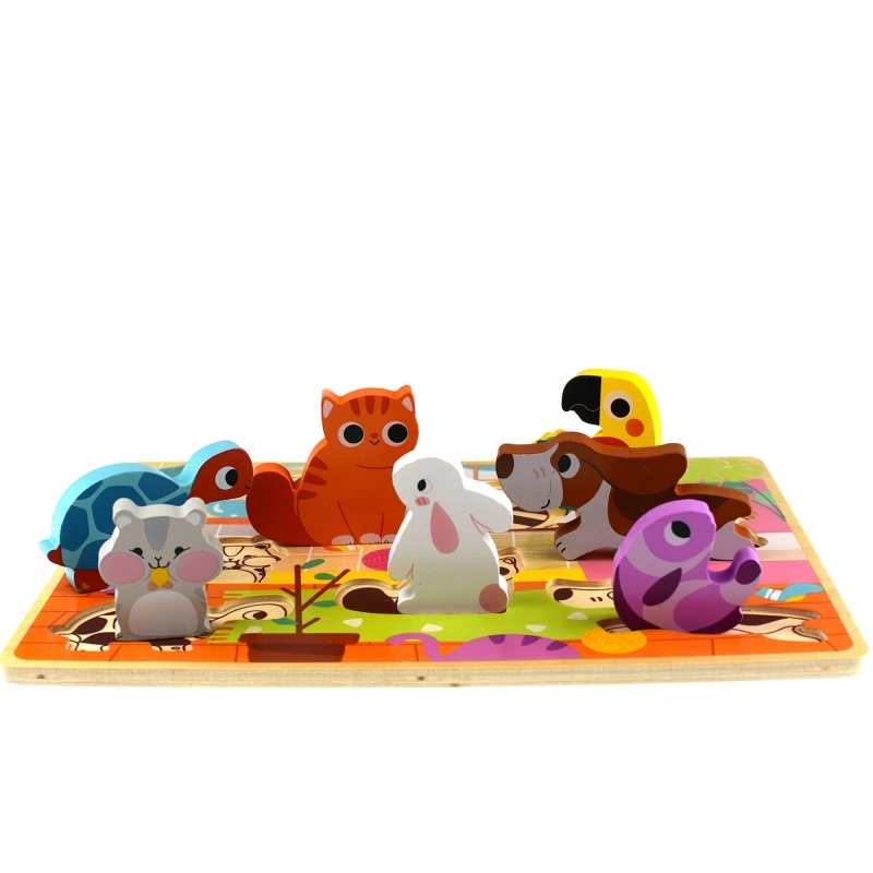 Tooky Toy puidust puzzle, lemmikloomad