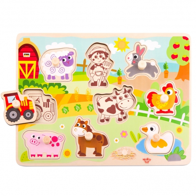 Tooky Toy puidust puzzle, talu