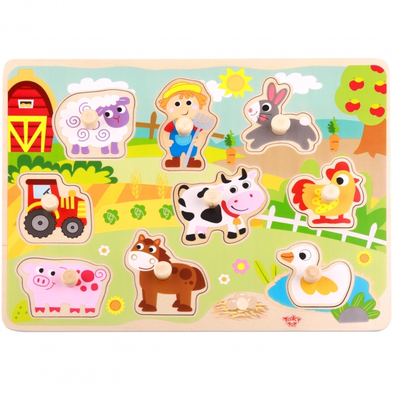 Tooky Toy puidust puzzle, talu