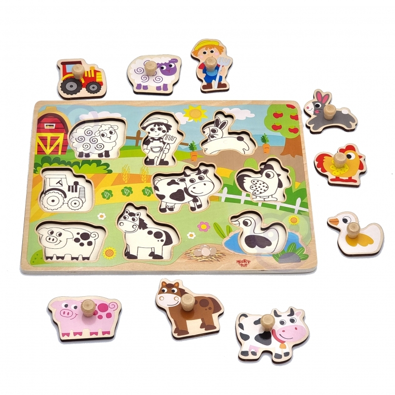 Tooky Toy puidust puzzle, talu