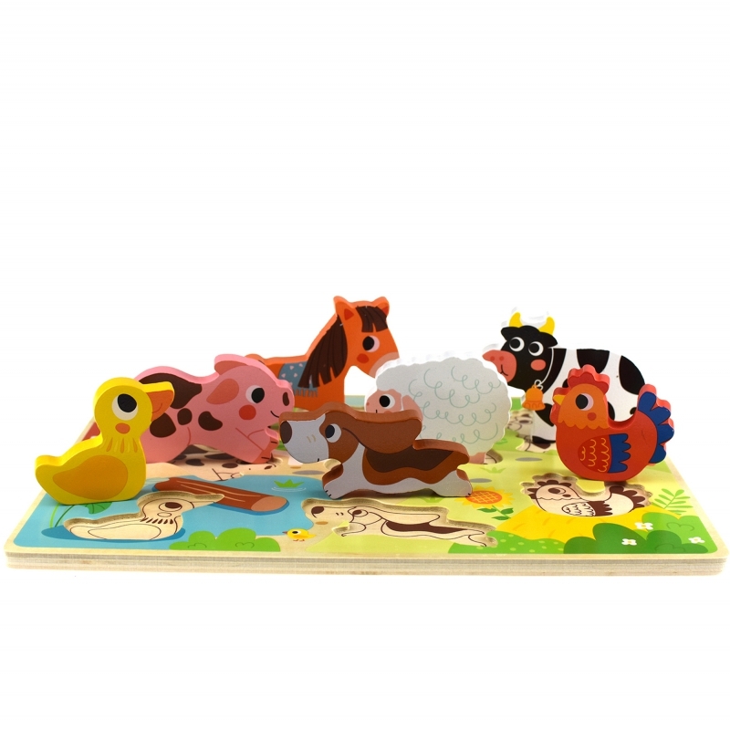 Tooky Toy puidust puzzle, taluloomad