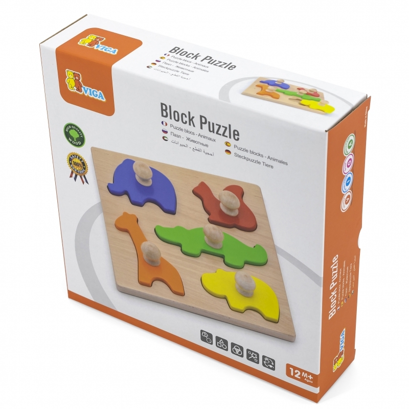 Puidust puzzle Viga, loomad