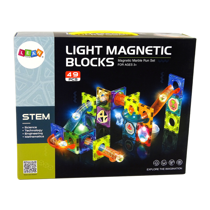 LIGHT MAGNETIC BLOCKS valgustavate magnetklotside komplekt, 49 tk.