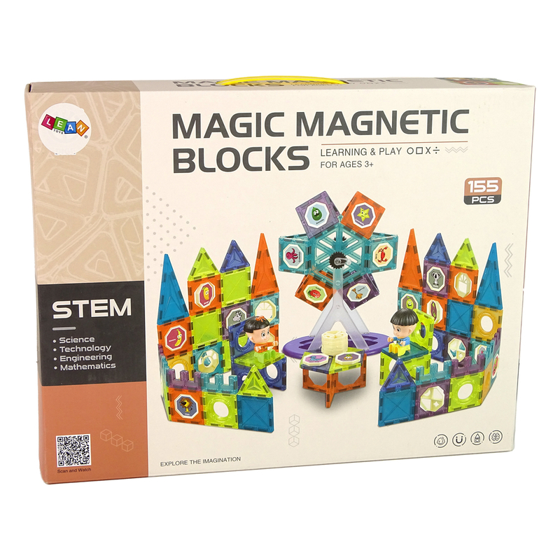 MAGIC MAGNETIC BLOCKS Magnetilised ehitusklotsid, 155 tk.