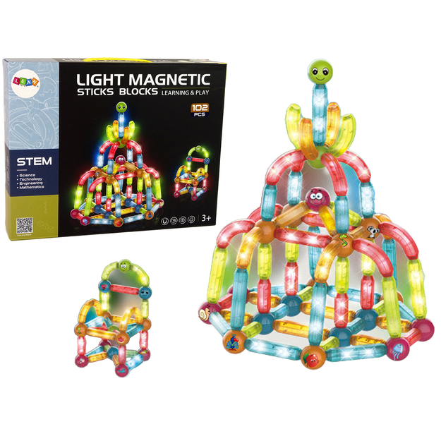 LIGHT MAGNETIC STICKS harivate magnetklotside komplekt, 102 el.