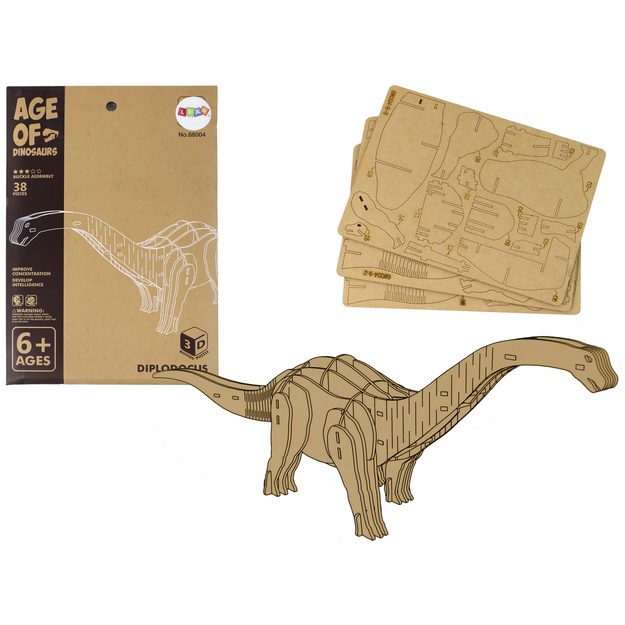 Puidust 3D ruumiline puzzle - Dinosaurus, 38 d.