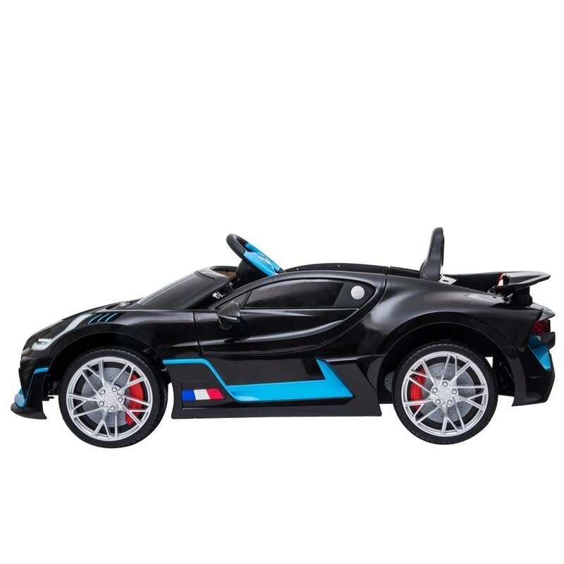 Bugatti Divo üheistmeline lasteauto, mustaks lakitud